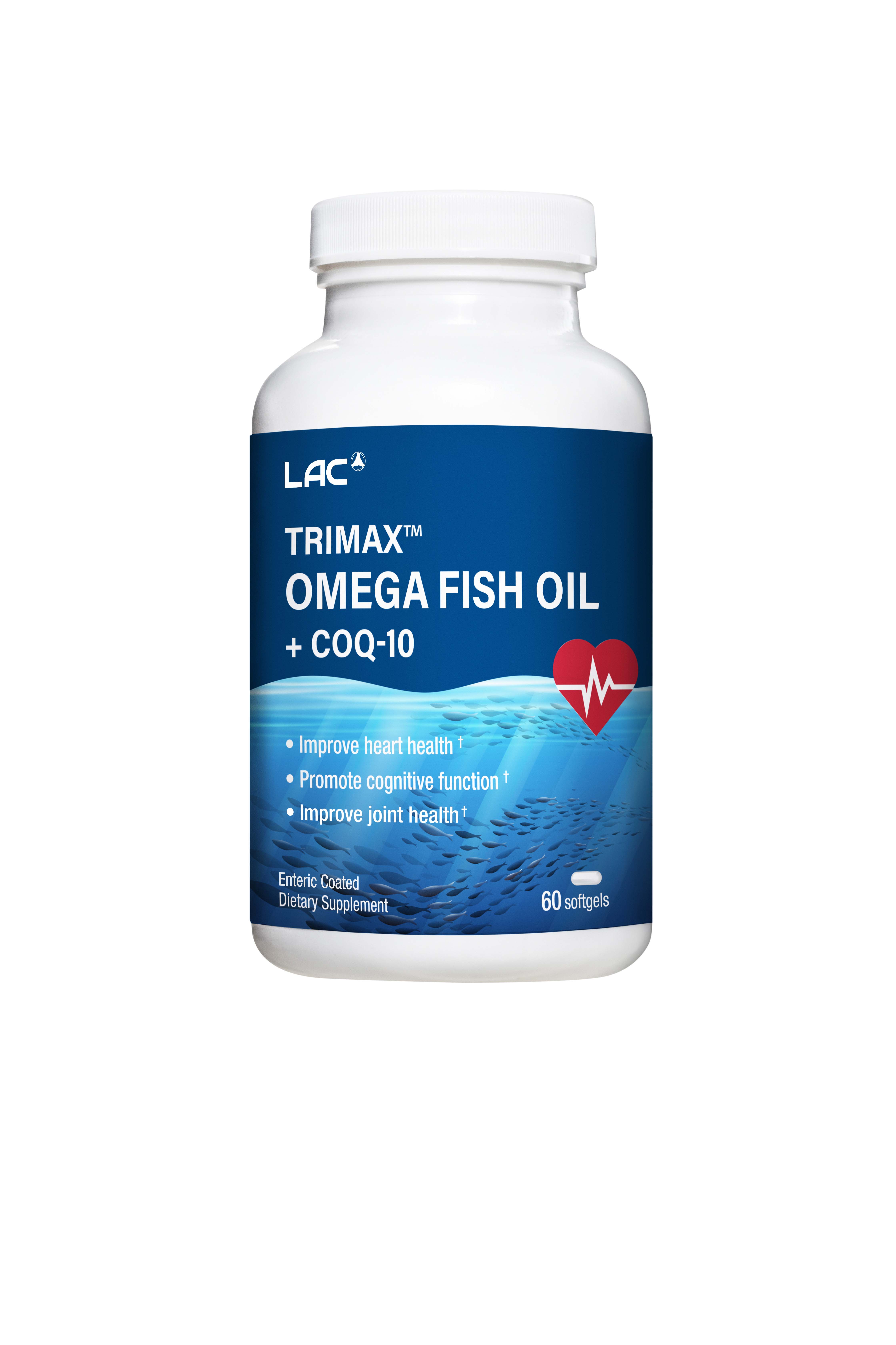 VIÊN UỐNG DẦU CÁ BỔ SUNG OMEGA HỖ TRỢ TIM MẠCH LAC TRIMAX OMEGA FISH OIL + COQ-10 (60 VIÊN)