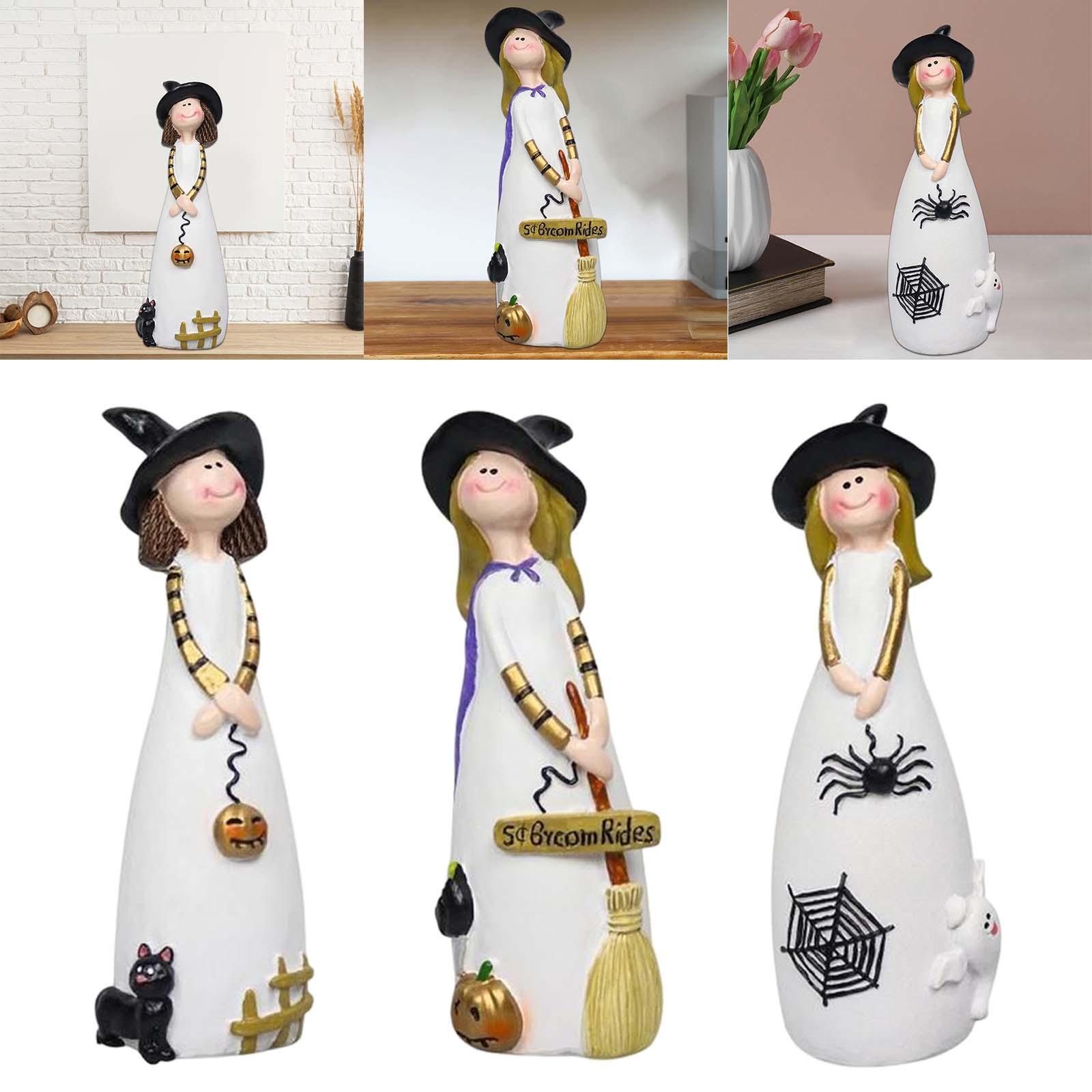 3Pcs Halloween Witch Figurine Witch Doll Statue for Home