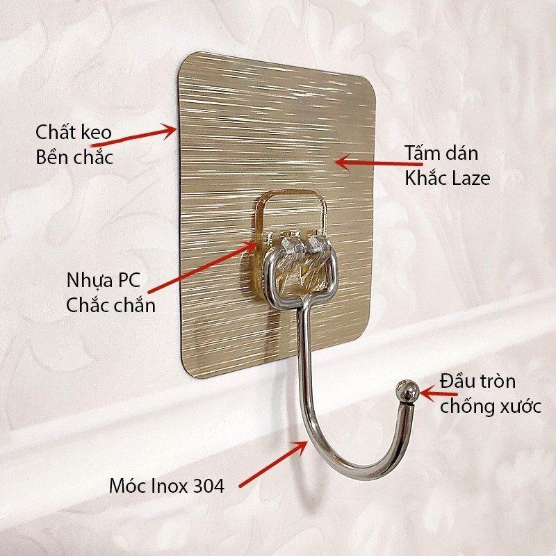 Móc Thép Inox Dán Tường Treo Đồ Vật Siêu Chắc
