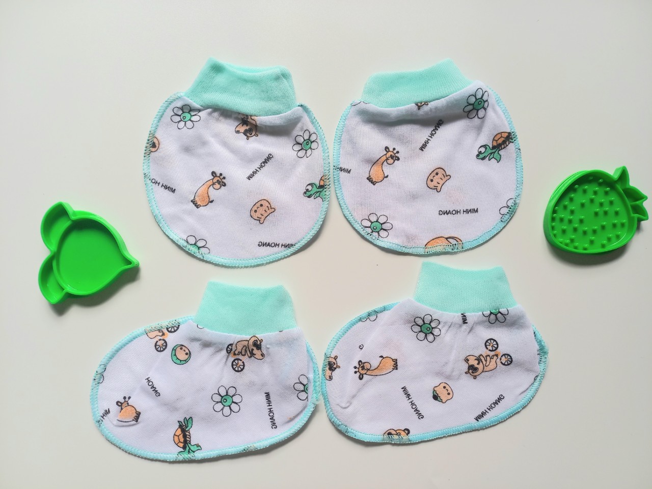 Sét 2 đôi Bao tay chân cao cấp cotton  mềm mịn thoải mái cho bé sơ sinh