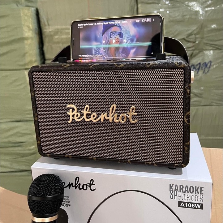 Loa karaoke Bluetooth PETERHOT A106W- kèm míc Hát Hàng Siêu Hot