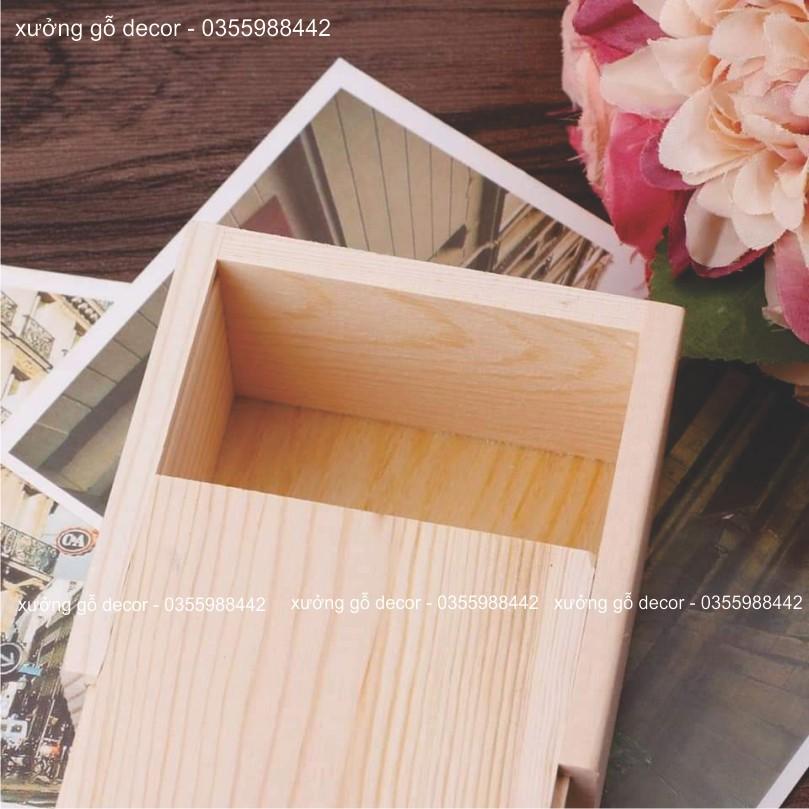 Hộp Gỗ Đựng Đồ Nắp Trượt Nhẫn Và Trang Sức Xinh Xắn Nhiều Kích Thước