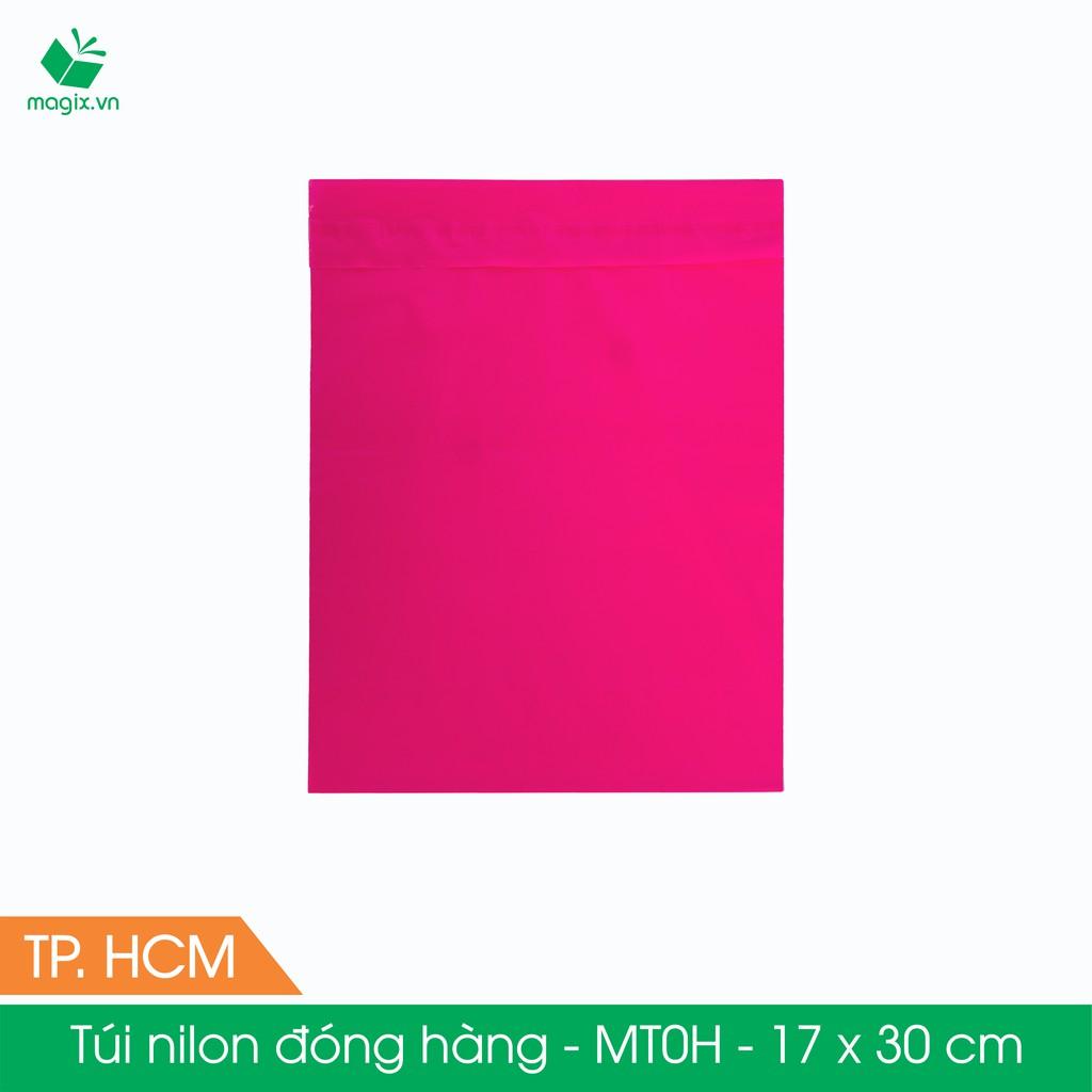 MT0H - 17x30 cm - Túi nilon gói hàng - 100 túi niêm phong đóng hàng màu hồng