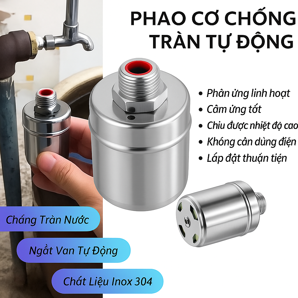 Mẫu Phao Cơ Chống Tràn Bằng Inox 304 – Hoạt Động Ổn Định, Siêu Bền, Giá Tốt Nhất