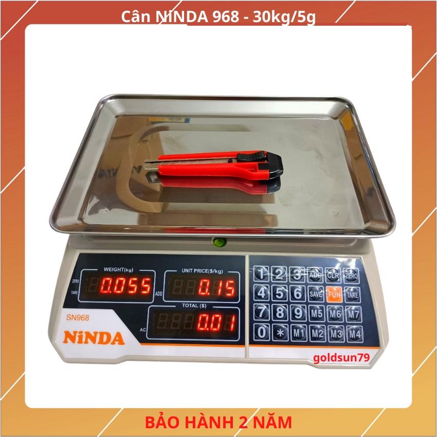 cân điện tử tính tiền bán hàng siêu thị, tạp hóa,hoa quả NINDA-SN968 30Kg/5g màn hình hiển thị 2 mặt trước sau