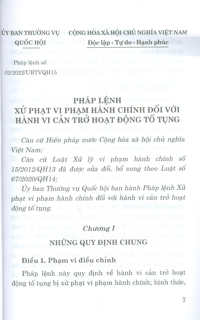 Pháp Lệnh Xử Phạt Vi Phạm Hành Chính Đối Với Hành Vi Cản Trở Hoạt Động Tố Tụng