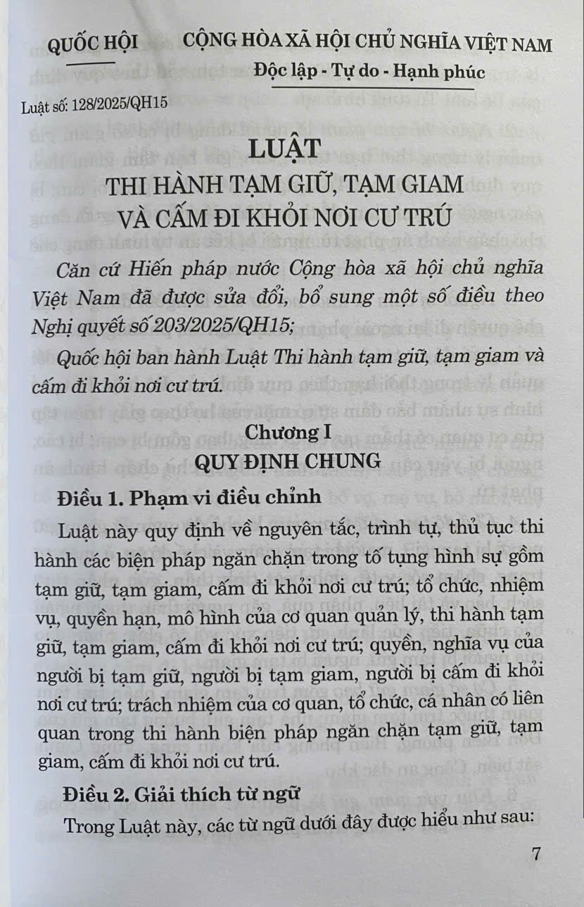 Luật Thi Hành Tạm Giữ, Tạm Giam Và Cấm Đi Khỏi Nơi Cư Trú Năm 2025