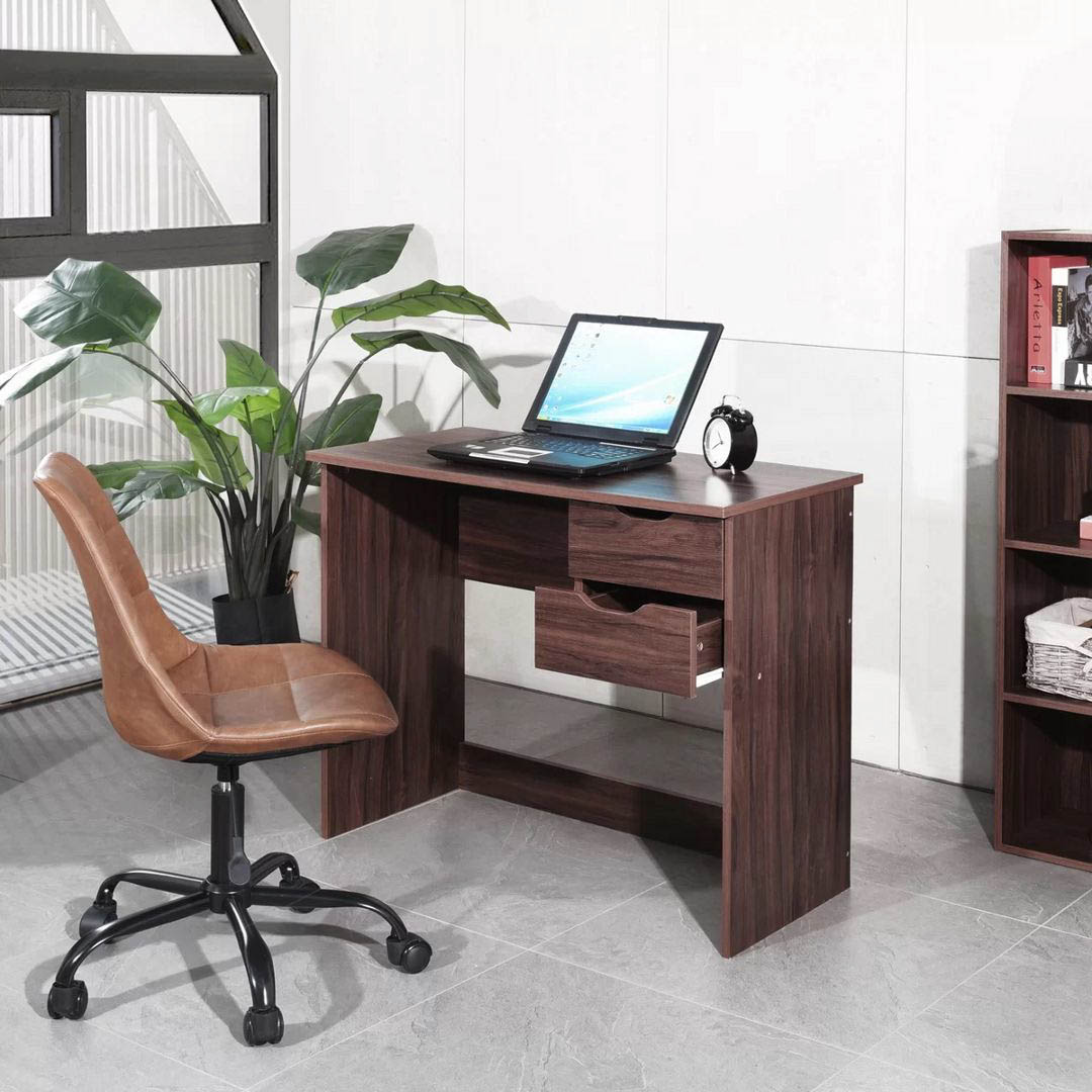 Bàn máy tính bằng gỗ thiết kế liền tủ SMLIFE Dortin