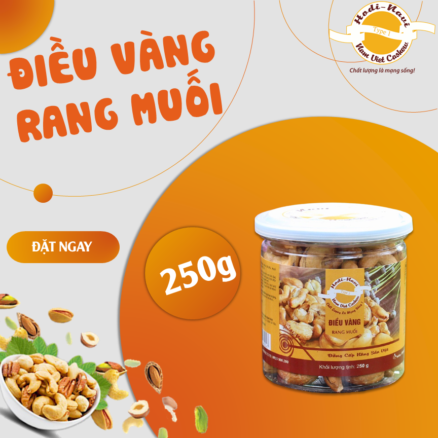 Điều vàng rang muối/ điều bóc vỏ Hodi- NaVi hũ 250g