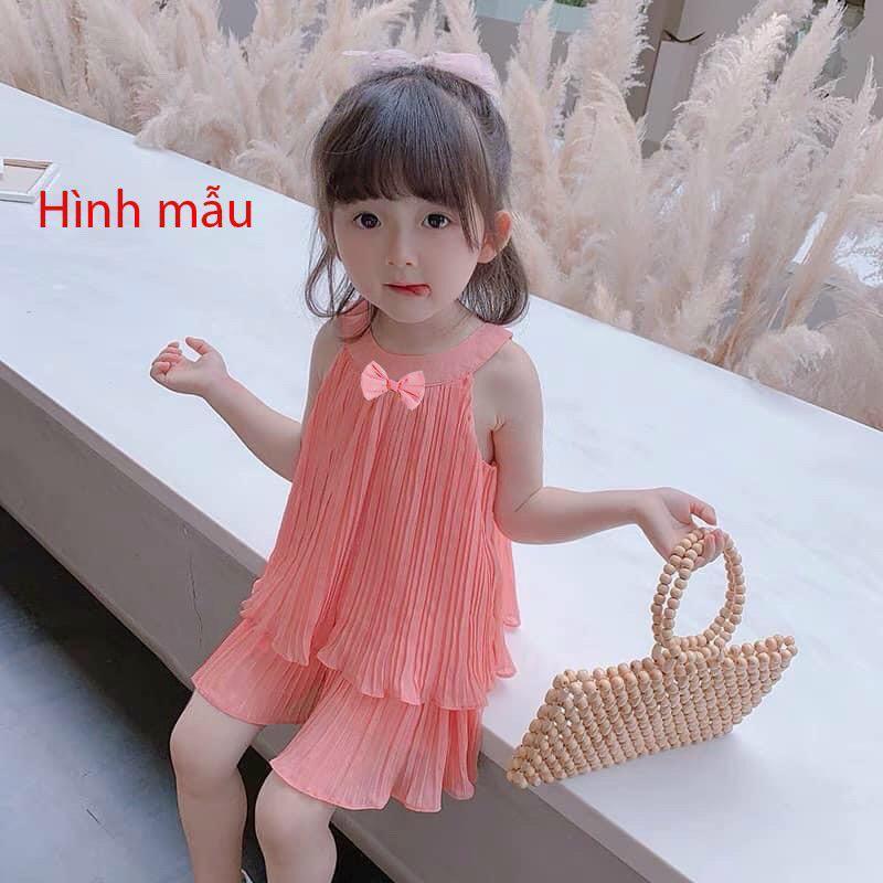 Quần áo bé gái, Đồ bộ mùa hè cho bé gái cổ yếm màu sắc cầu vồng size 12-35kg hàng thiết kế cao cấp