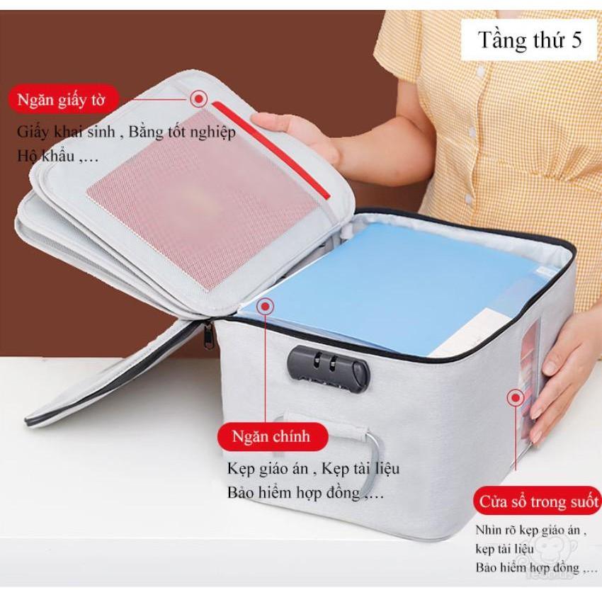 Cặp đựng tài liệu giấy tờ 5 tầng khóa mật khẩu Document Home Safe - AsiaMart