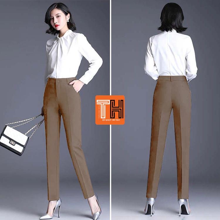 Quần tây công sở nữ kiểu mới ống đứng màu nâu nhạt sang trọng thanh lịch