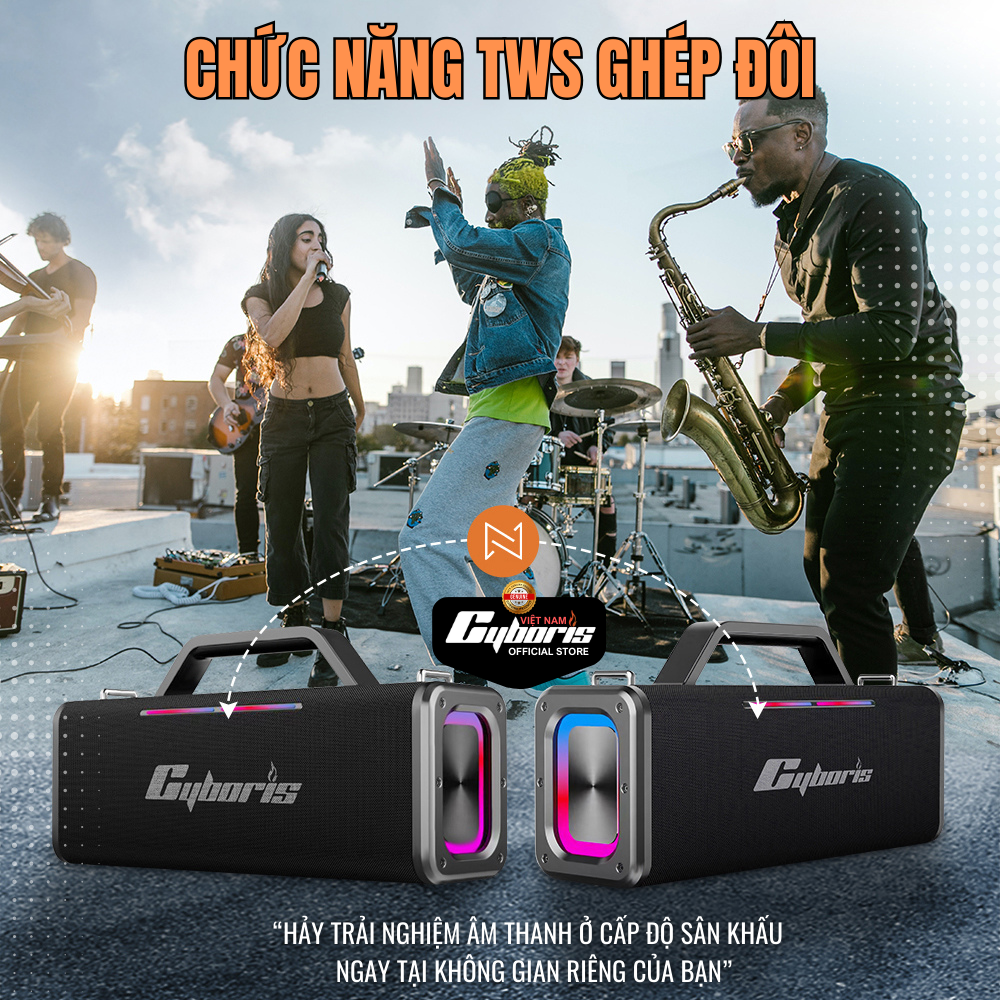 Loa Bluetooth Cyboris Battleship X12 Karaoke (Chiến hạm âm thanh), Công suất 200W, Loa siêu Bass, Chống nước IPX5, Pin cực khủng 18000mAh. Hàng Chính Hãng