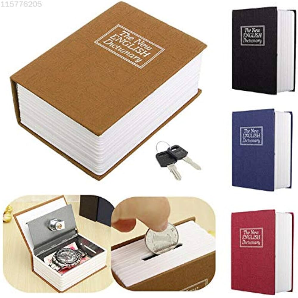 Két Sắt Mini Hình Quyển Sách 18x11.5x5.5cm Khóa Chìa - Giao ngẫu nhiên