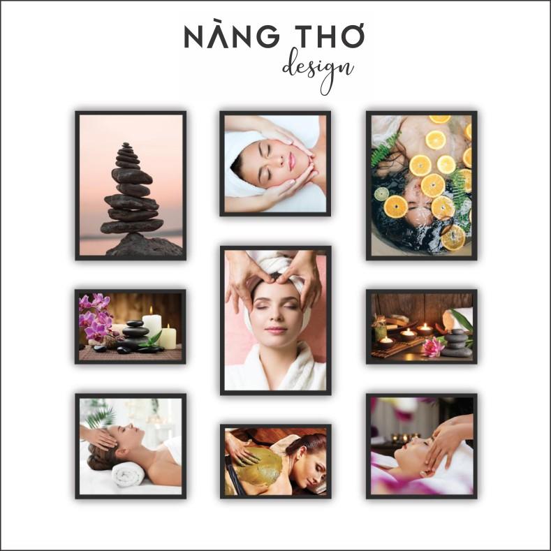 Bộ 9 tấm tranh cứng dán tiệm Spa & Thẩm mỹ phun xăm_DECAL VIP