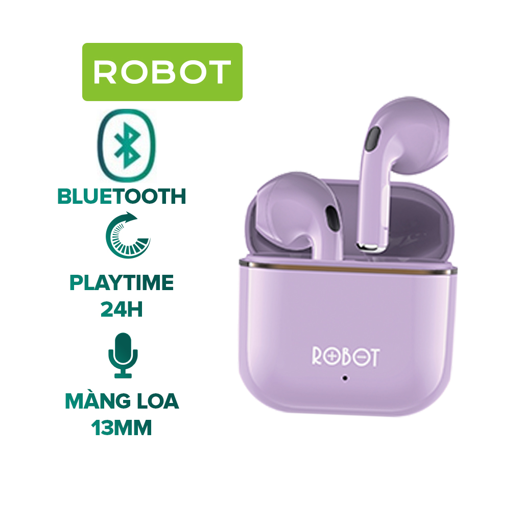 Tai Nghe Không Dây Bluetooth ROBOT T50S - Bluetooth 5.3 - Chống Nước IPX4 - Âm Thanh Sống Động - HÀNG CHÍNH HÃNG