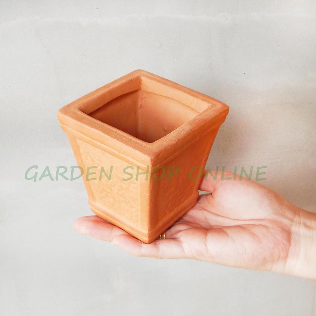 Chậu trồng cây đất nung cao cấp, chậu trồng sen đá, xương rồng mini thiết kế hoa văn nổi