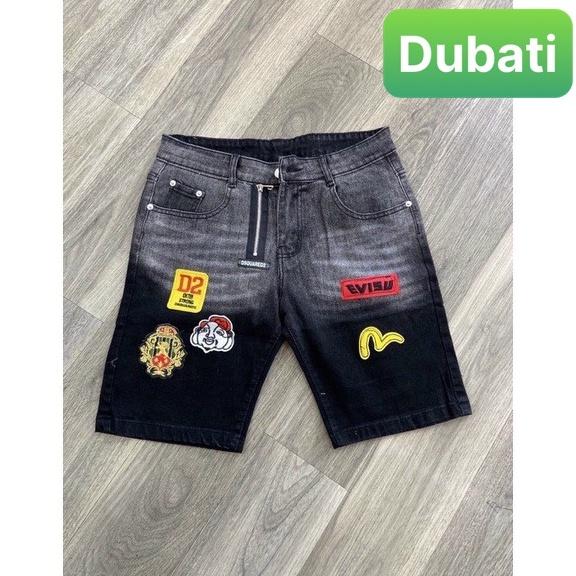 QUẦN SỌT SHORT LỬNG JEAN NAM CHẤT BÒ KIỂU KHÓA LỆCH ĐEN THÊU EVISU NHẬT BẢN PHONG CÁCH SÀNH ĐIỆU MỚI DB-6691 - DUFASHION