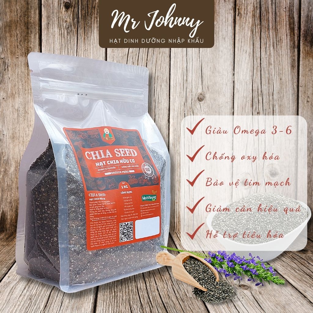 Hạt chia hữu cơ MR JOHNNY túi 1 Kg, Chia Seed giảm cân an toàn chính hãng