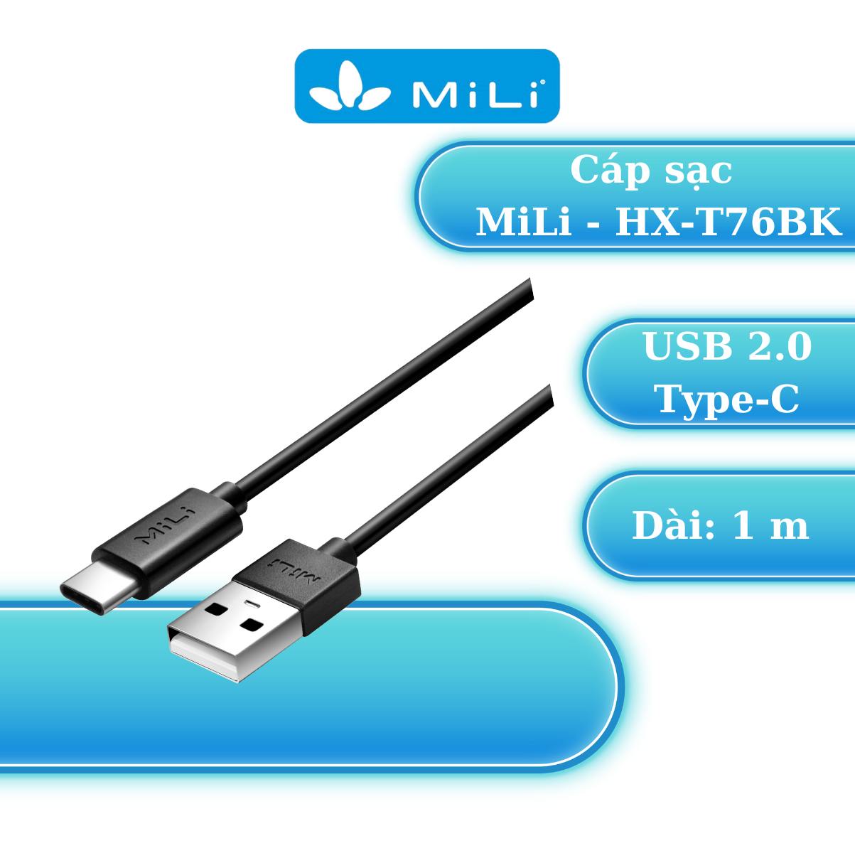 Dây Cáp Sạc USB Type-C MiLi 1m HX-T76 - Hàng Chính Hãng