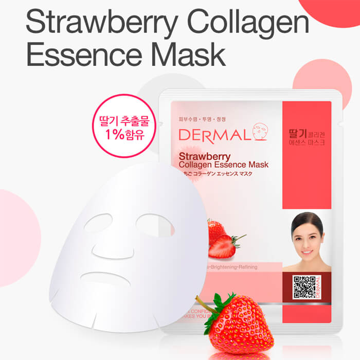 Mặt Nạ Dermal Tinh Chất Dâu Tây Dành Cho Da Mụn Strawberry Collagen Essence Mask 23g - 10 Miếng