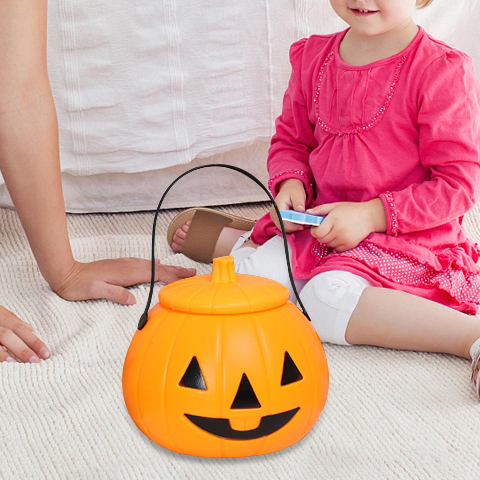 Halloween Pumpkin Bucket Harvest Fall Decor Gift Box Jar Candy Bucket Holder