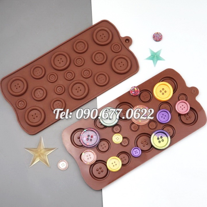Khuôn silicone làm rau câu, socola, kẹo dẻo hình nút áo – Mã số 1114