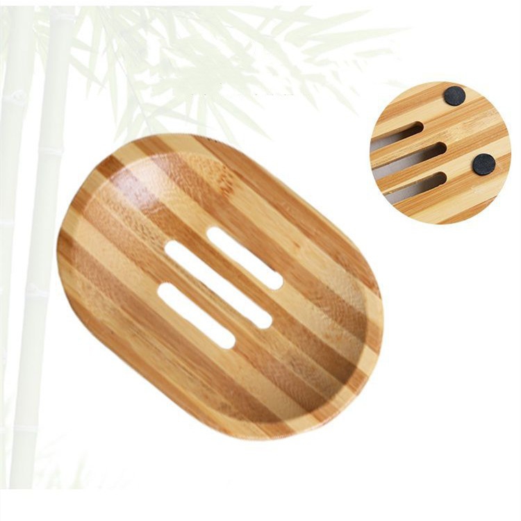 Style Bamboo Soap Dish handmade/ Khay dĩa gỗ để xà phòng handmade bằng gỗ tự nhiên, hình bầu dục, kiểu dáng sang trọng, decor trang trí nhà cửa gần gủi thiên nhiên