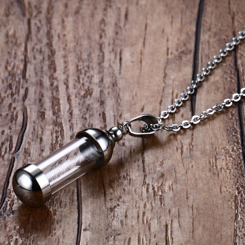 5Pcs Stainless Steel Screw  Tube Glass Bottle Urn Charms Pendant Necklace
