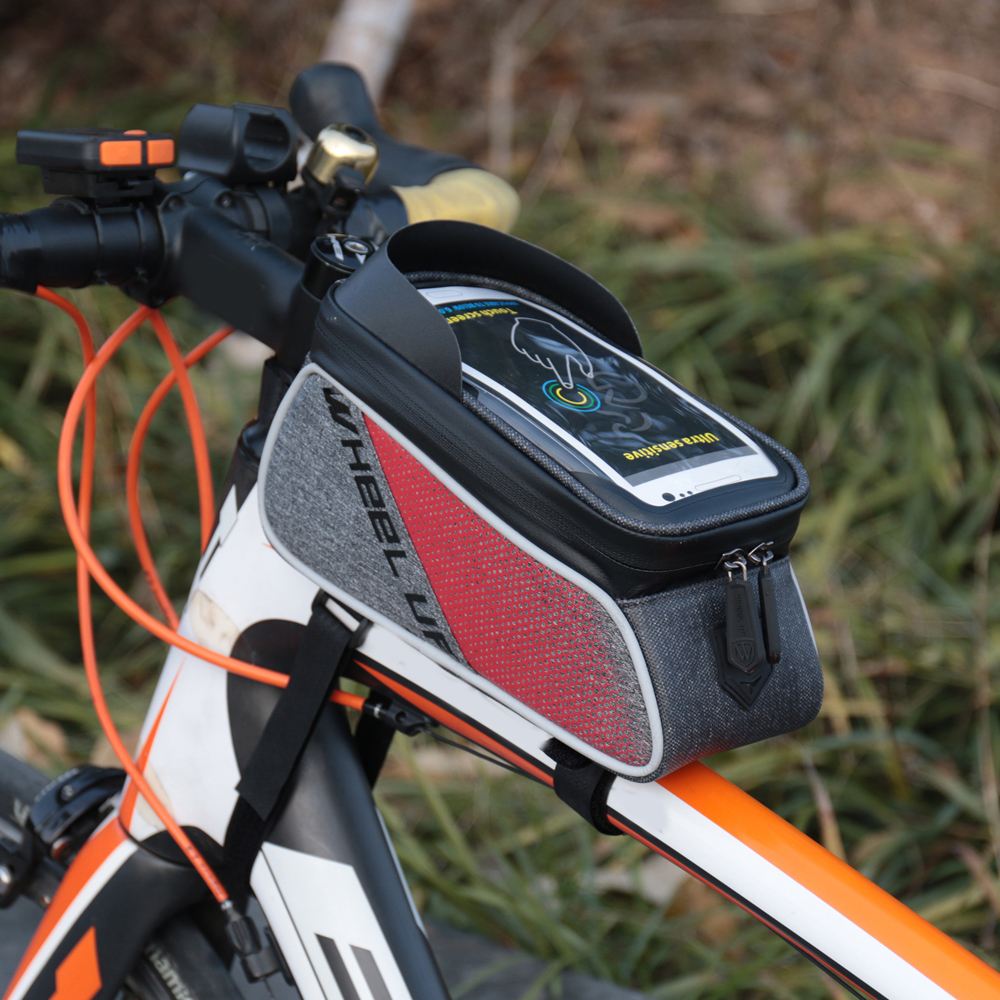 Túi treo sườn xe đạp chất liệu polyester chống nước có ngăn để điện thoại cảm ứng