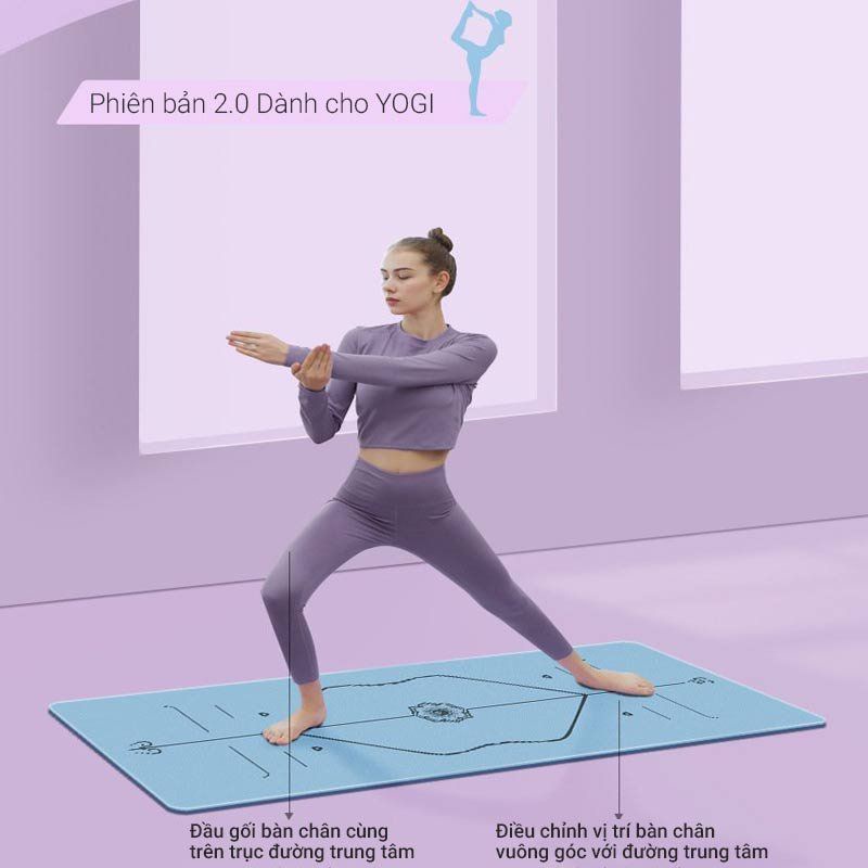 Thảm Yoga Định Tuyến Cao Cấp -Thảm TPE 8mm- Xanh Bơ -Tặng Kèm Túi &amp; Dây Đeo - Cực Êm, Chống Trơn