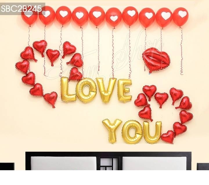 Set bóng i love you trang trí phòng cưới phòng tân hôn siêu lãng mạn