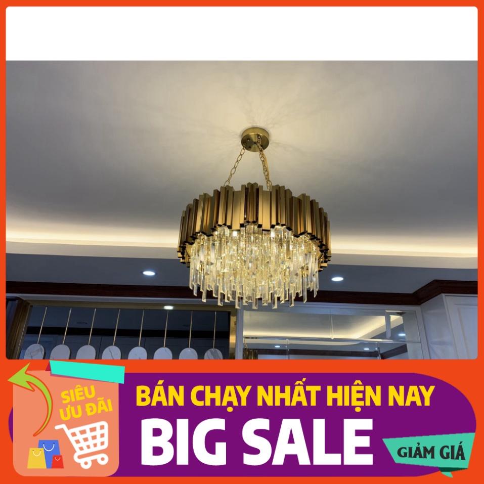 Đèn chùm pha lê loại tròn và hình chữ nhật phong cách hiện đại trang trí nội thất sang trọng