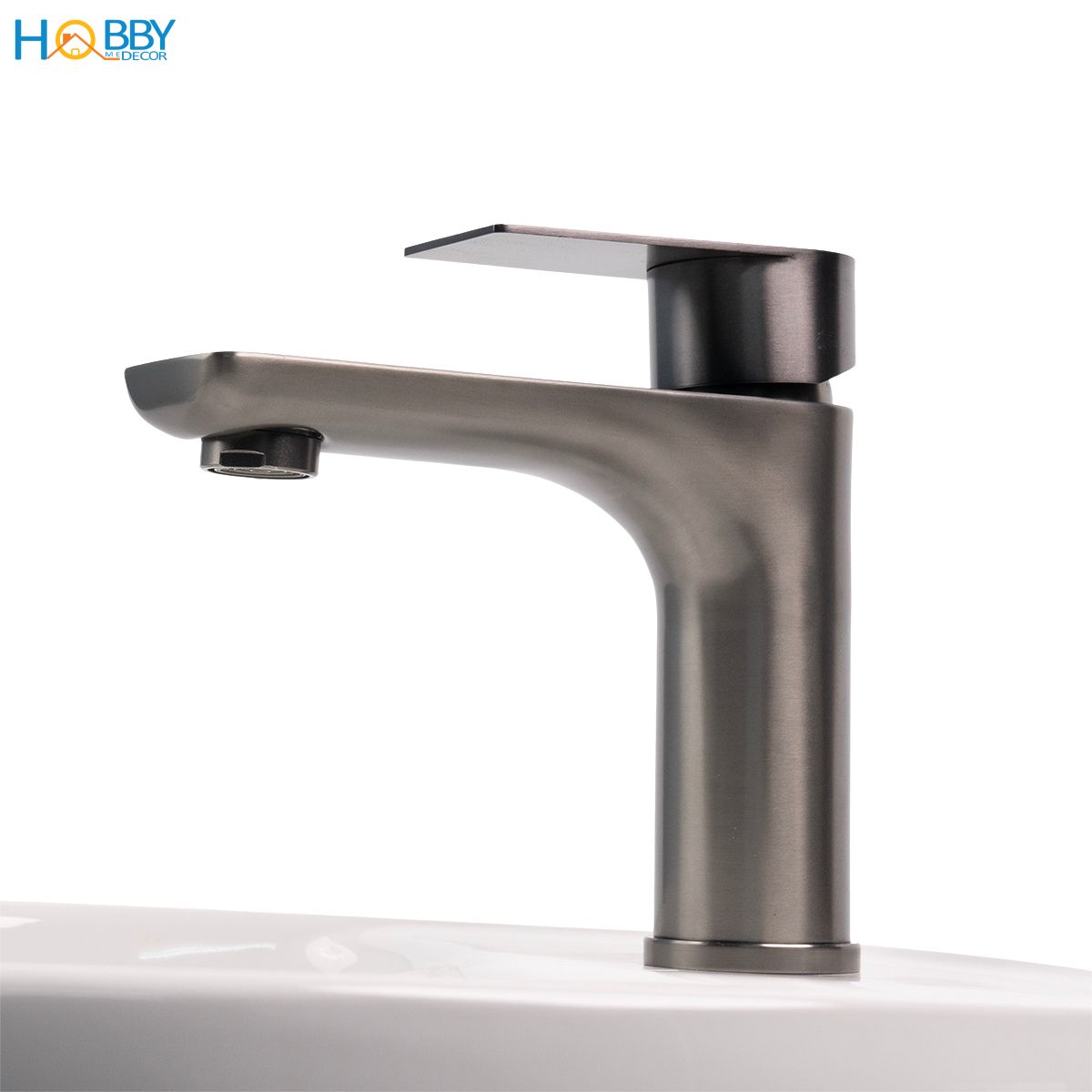 Vòi chậu rửa mặt nóng lạnh inox 304 sơn xám Hobby home decor VRM10