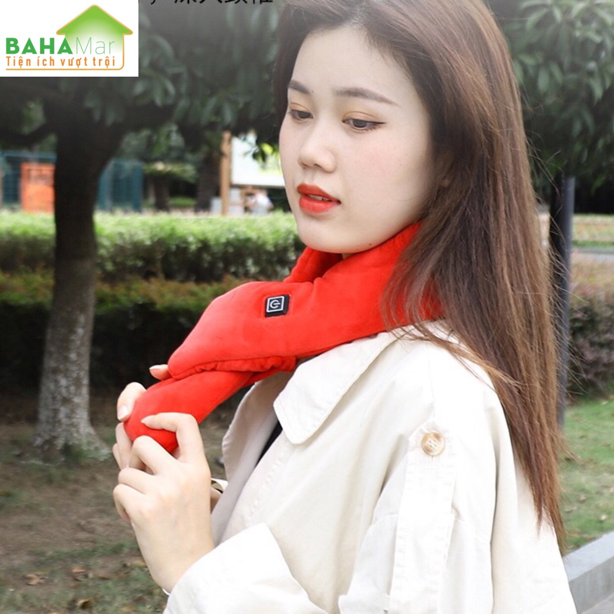 KHĂN QUÀNG CỔ THÔNG MINH LÀM NÓNG BẰNG NHIỆT "BAHAMAR" làm nóng giữ ấm cổ, cơ thể để giảm mệt mỏi. Có 3 chế độ làm nóng, kiểm soát nhiệt độ thông minh
