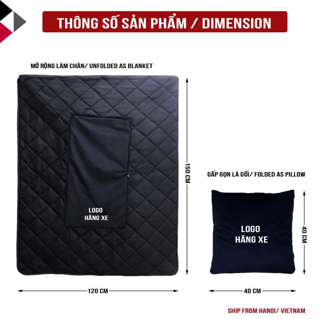 Gối và chăn (mền) 2 trong 1 (logo HÃNG XE) - Sử dụng làm tựa lưng, chăn đắp văn phòng hoặc ô tô tiện dụng