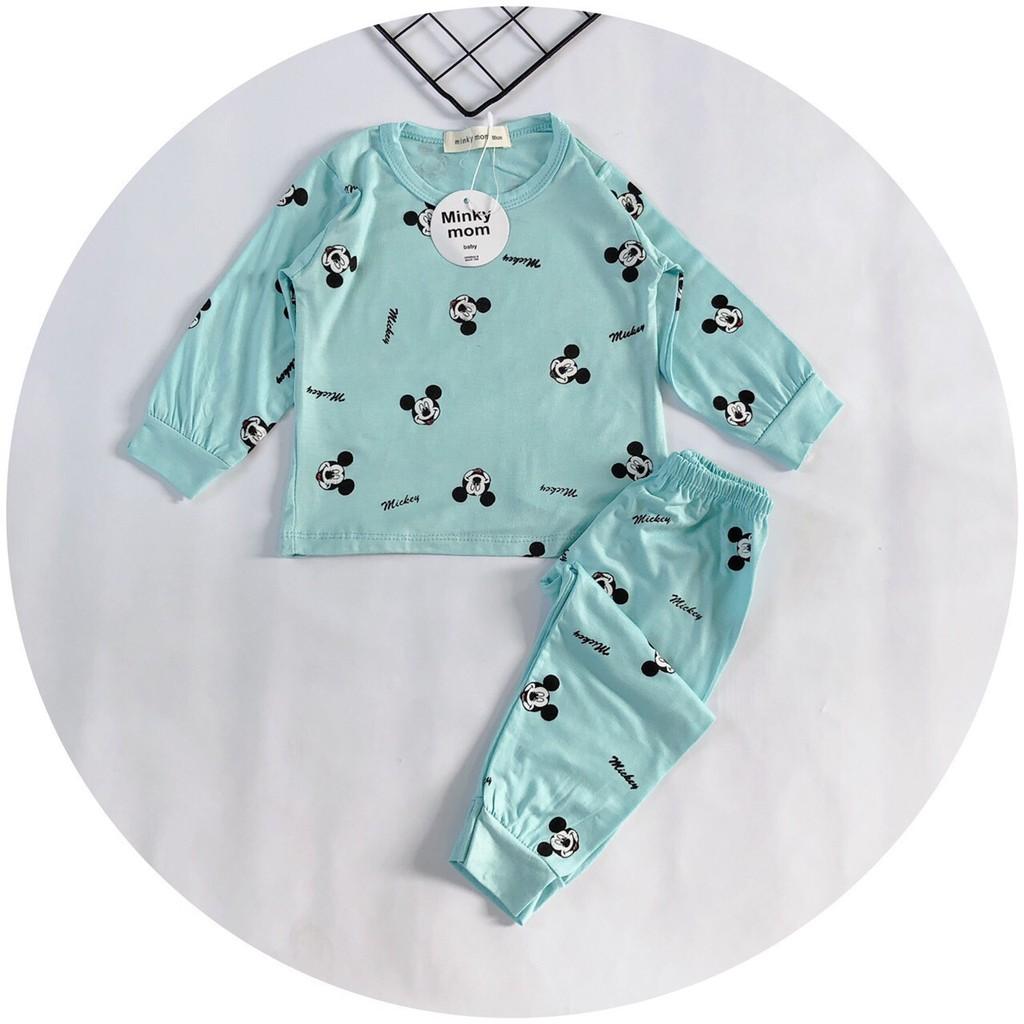Bộ Dài Tay Minky Mom Chất Thun Lạnh Họa Tiết Mickey Dễ Thương Cho Bé