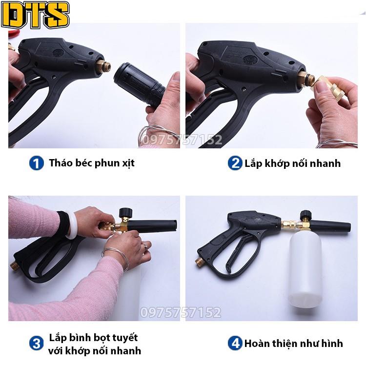 Bộ xịt rửa và bình tạo bọt tuyết cao cấp cho máy rửa xe áp lực cao, máy xịt rửa