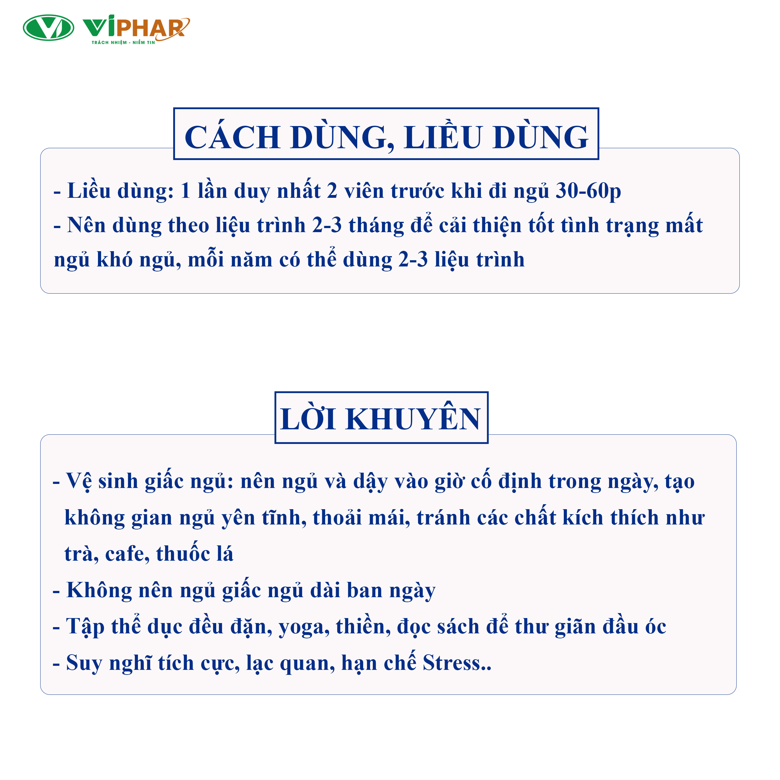 Viên Uống Dưỡng Tâm An Thần Giúp Ngủ Ngon, Ngủ Sâu Giấc, Giảm Căng Thẳng Mệt Mỏi Viên Ngủ Ngon+ Viphar Hộp 30 Viên