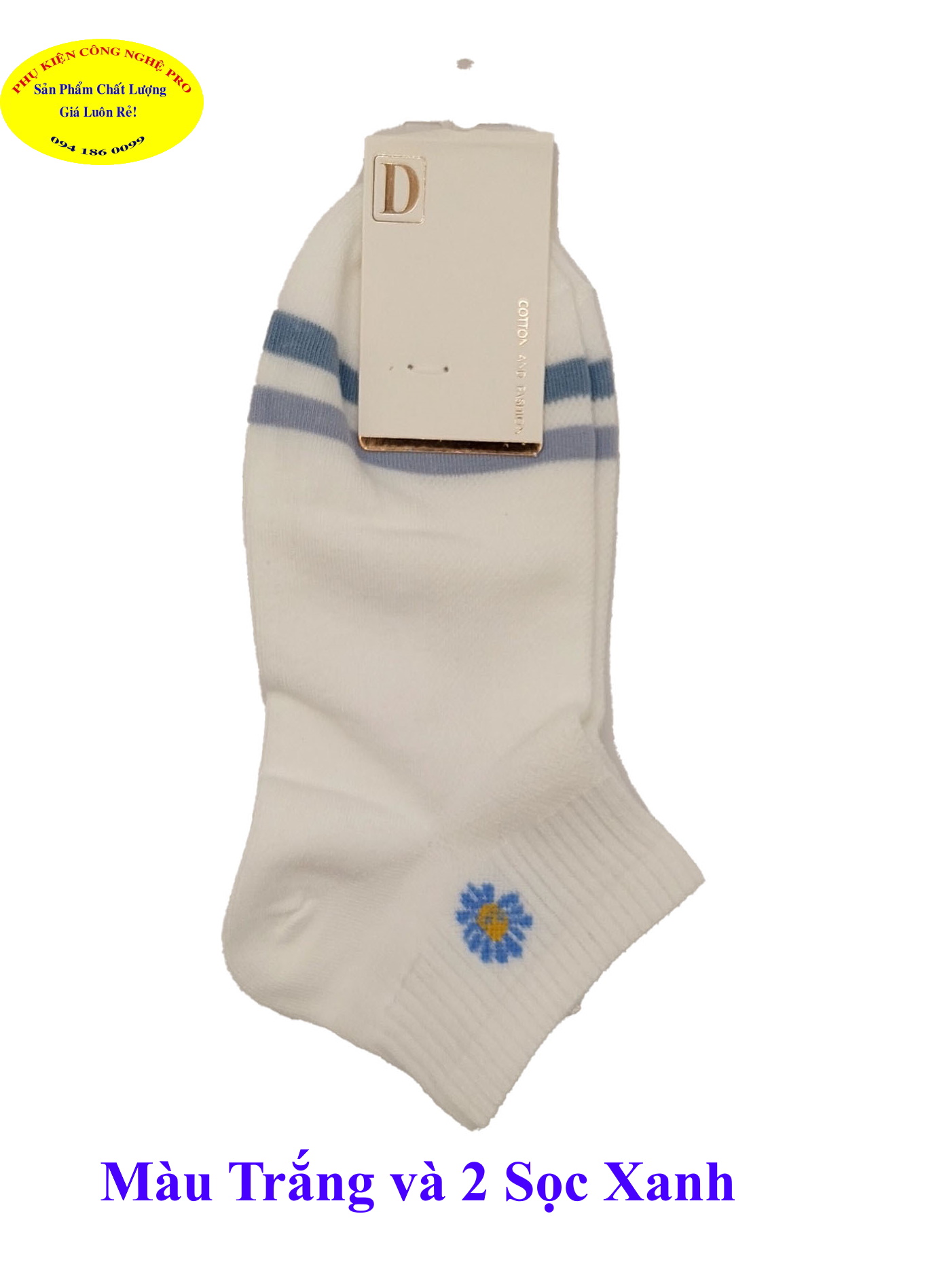 TẤT VỚ NỮ Loại vớ cổ ngắn In hoa cúc trên cổ vớ Thương hiệu D Chất liệu Cotton co giãn, Mềm êm, Hút ẩm, Bảo vệ đôi chân