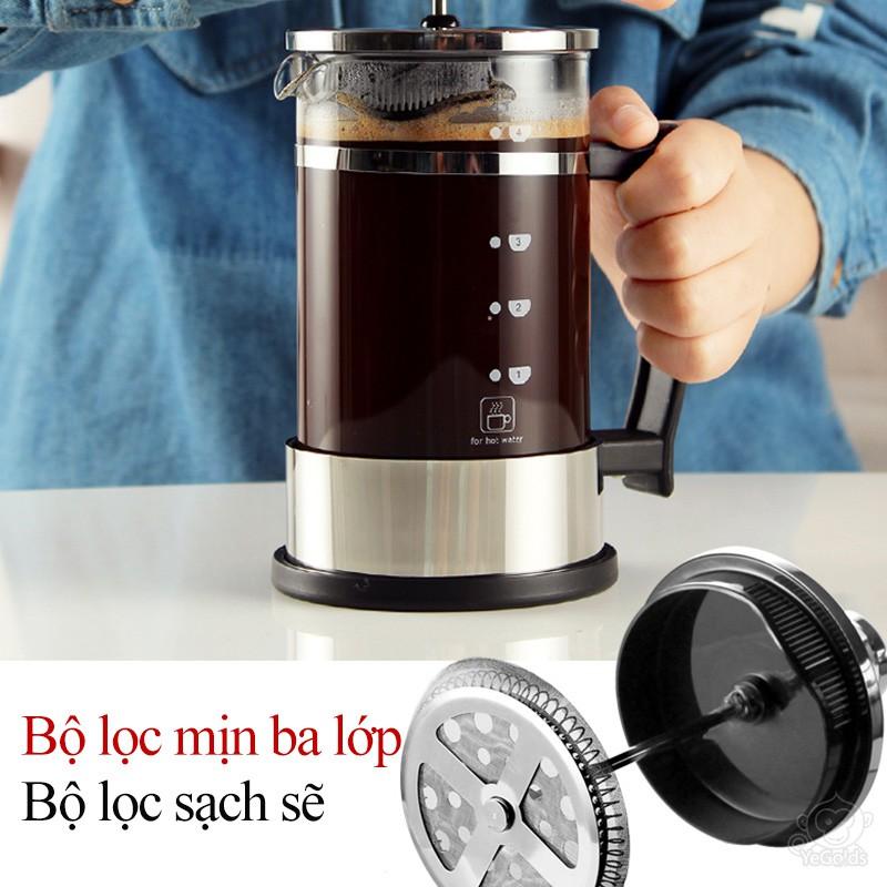 Bình ép kiểu Pháp 600ml pha cà phê pha trà 2in1