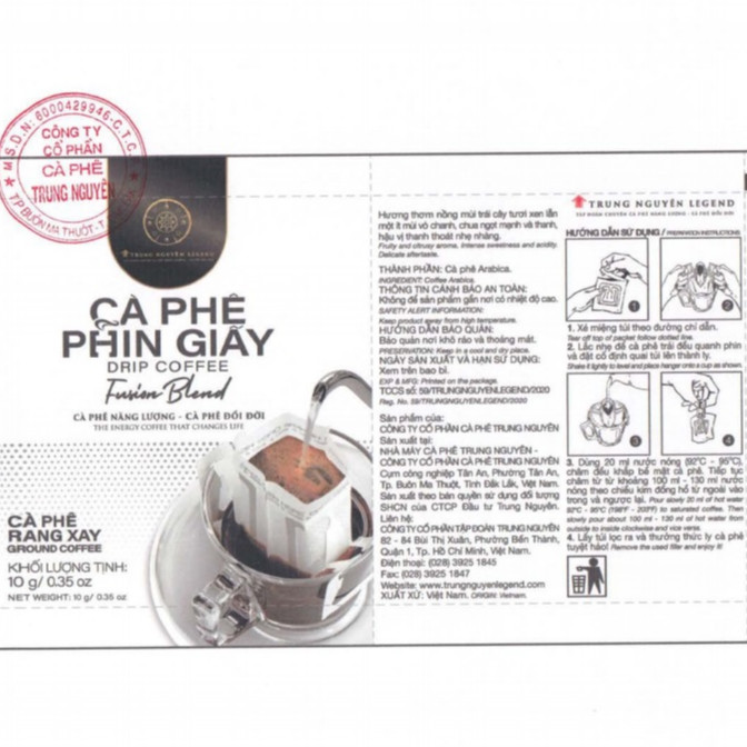 Cà phê Phin Giấy Trung Nguyên Fusion Blend( Hộp 10 Phin)