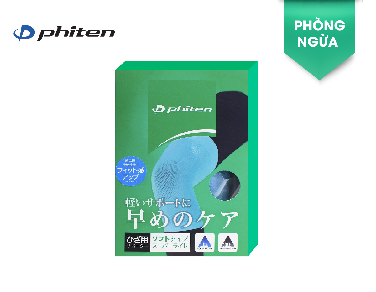 Đai bảo vệ đầu gối loại mềm Phiten knee supporters soft type light AP217014/AP217016