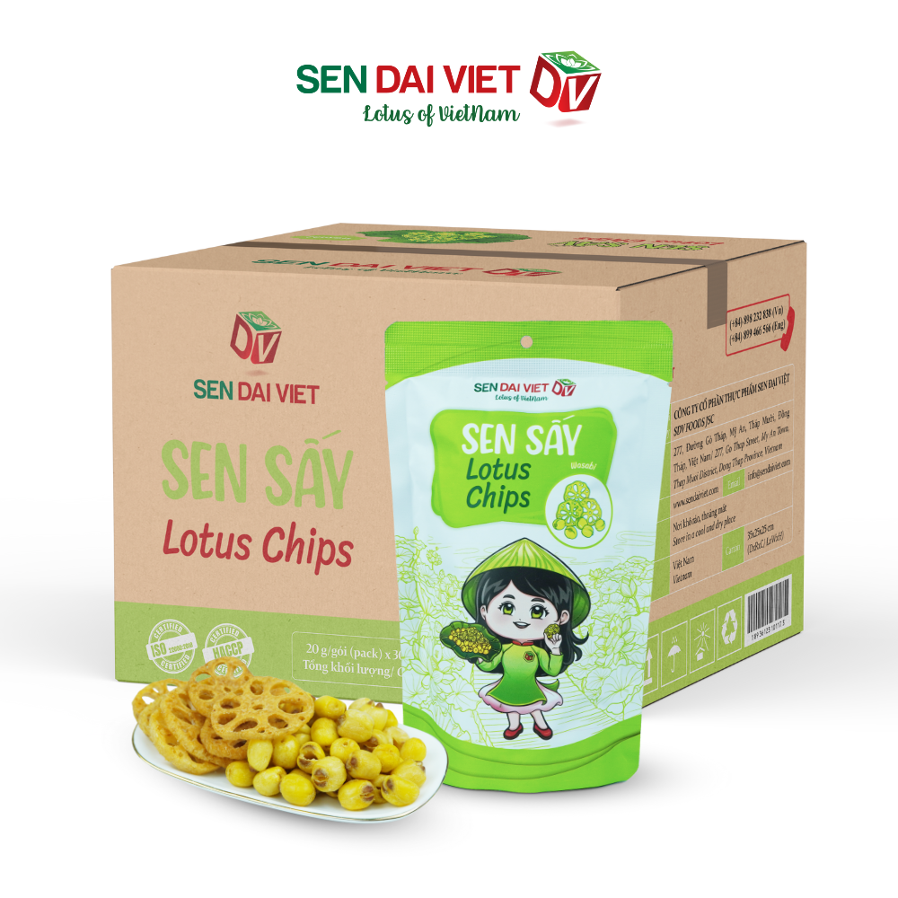 Sen Sấy Vị Wasabi- Sen Sấy Giòn Tan, Vị Cay Bùng Nổ, Kích Thích Vị Giác, ĐV- Sen Đại Việt- Gói 30g-Date Mới Nhất.