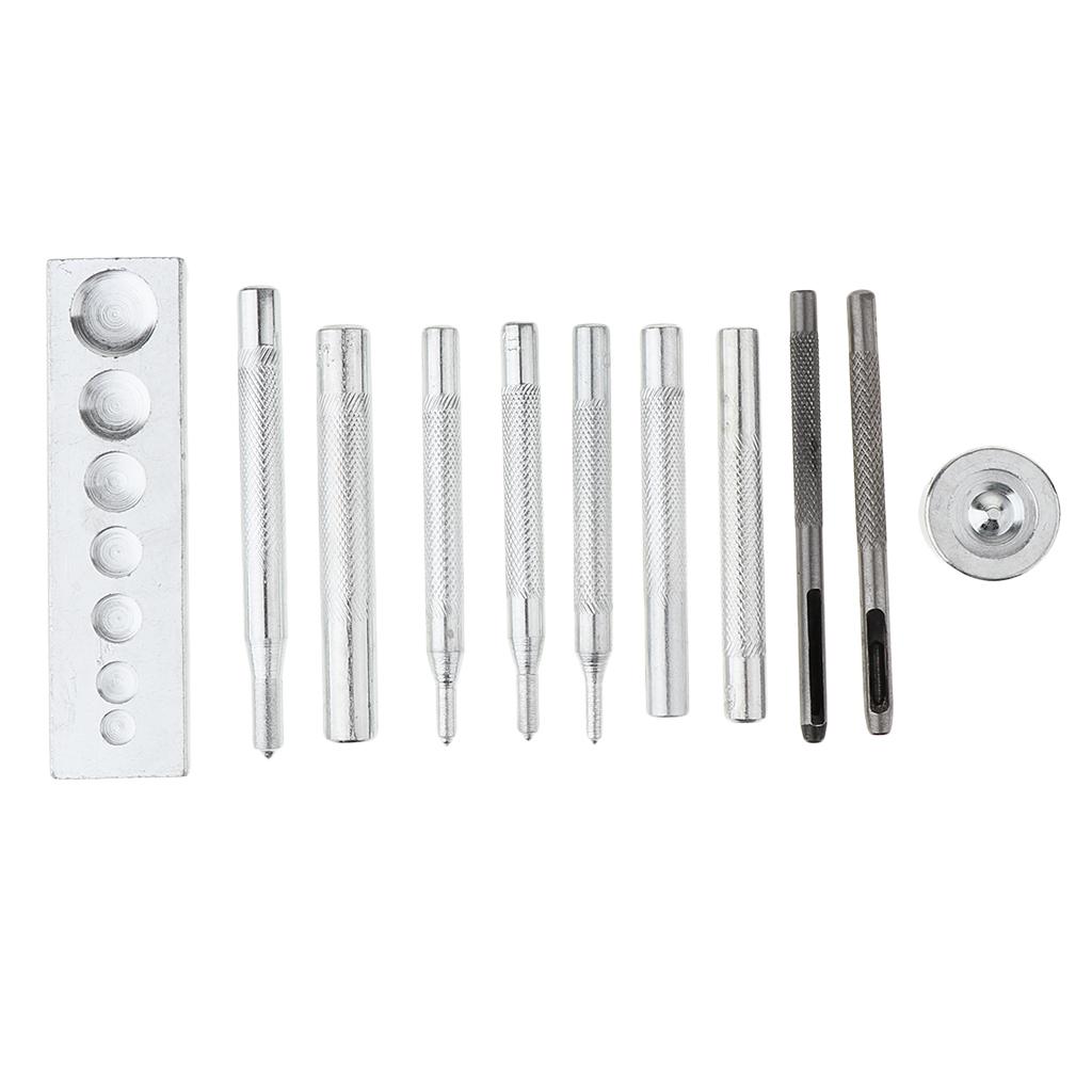 Die Punch Hole Snap Rivet Button Base Kit for DIY Leather Craft Tool 11Pcs