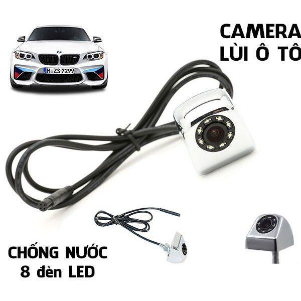 CAMERA LÙI XE Ô TÔ 8 LED MẠ CROM