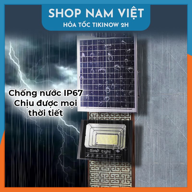 Đèn Pha Led Chiếu Sáng Ngoài Trời Năng Lượng Mặt Trời, Chống Nước IP67, Led Siêu Sáng