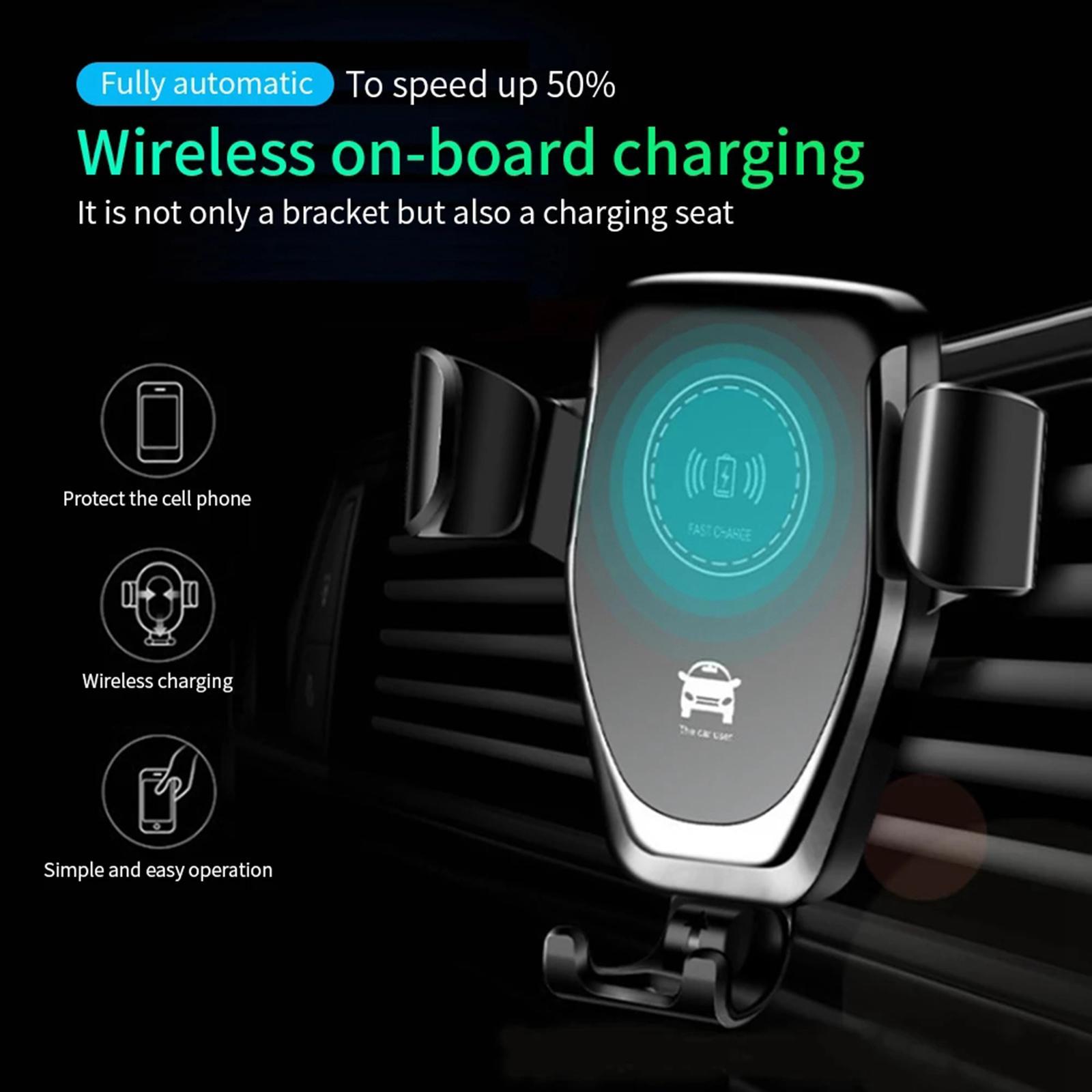 Air Vent Phone Holder 10W Fast Car Wireless Charger Black