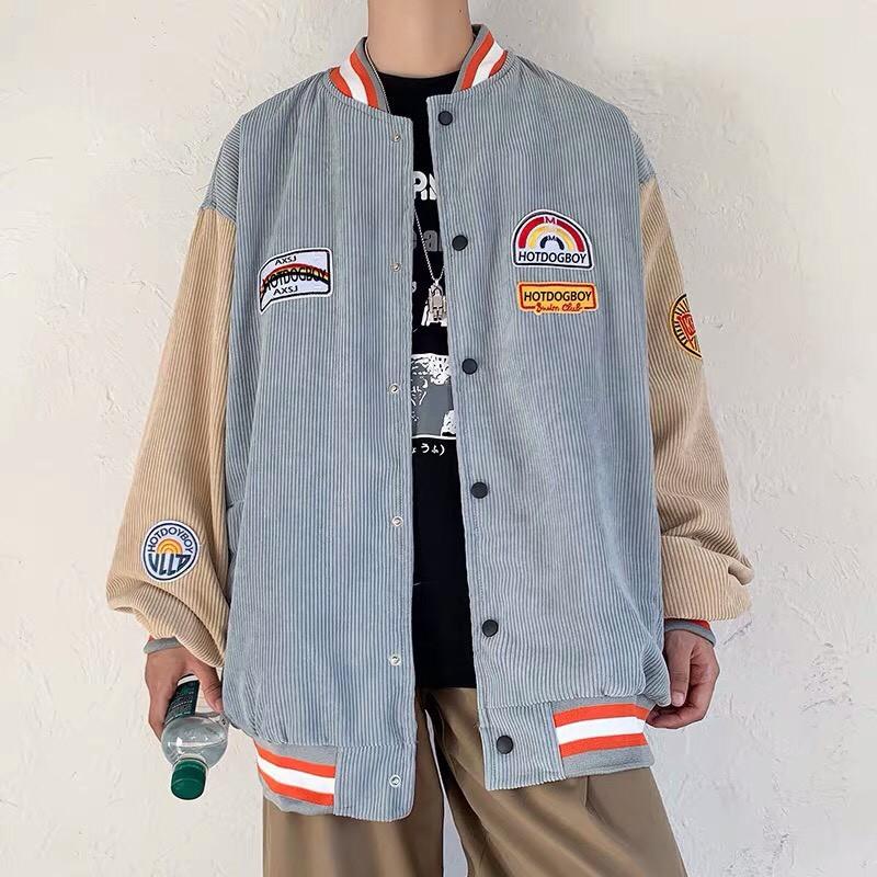 Áo Bomber/ Áo Khoác Kaki Hàng Nhung Gân Thêu Logo DeepEnd cúc bấm Nổi Bomber Unisex, Áo bomber varsity jacket Unisex Form rộng nhung tăm 2 lớp Hình thêu 100% Áo khoác nam nữ Bóng chày