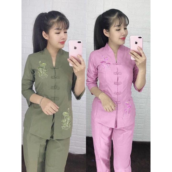 ĐỒ LAM ĐI CHÙA Mẫu Bà Lai Vải Kate Mịn